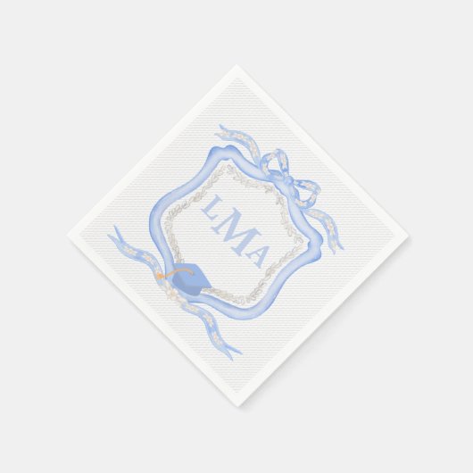Serviette En Papier Graduation du monogramme de Preppy Wedgewood (Coin)