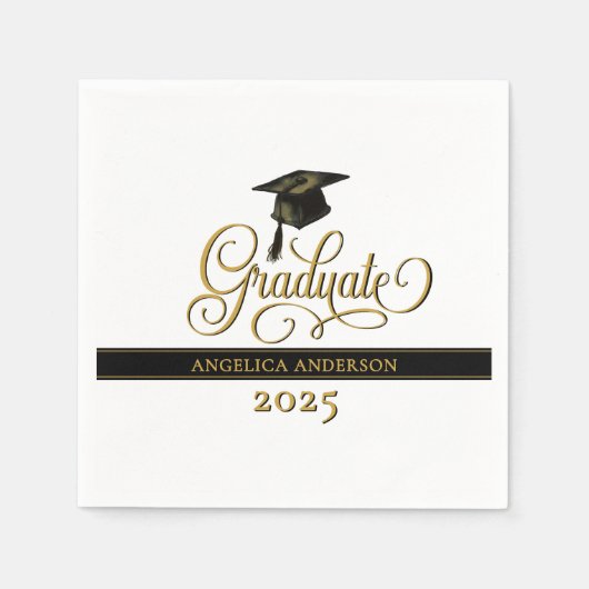 Serviette En Papier Graduation élégante du script (Devant)