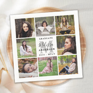 Serviette En Papier Graduation élégante Personnalisée 8 Photo Collage