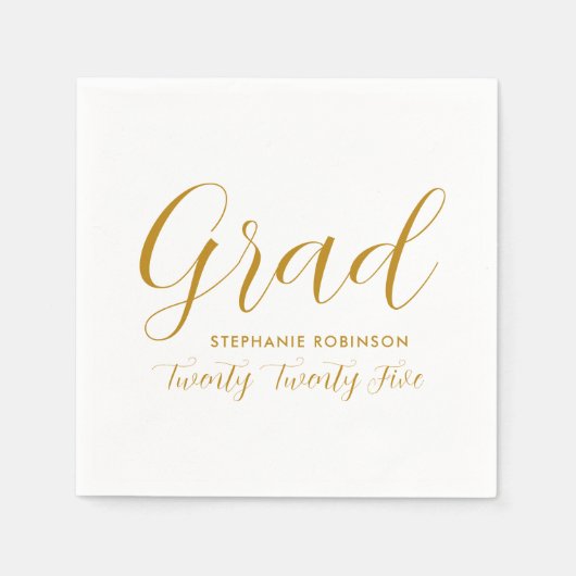 Serviette En Papier Graduation en or simple 2025 (Devant)