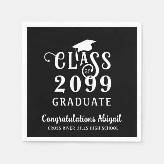 Serviette En Papier Graduation Fancy Class Année Nom du script (Devant)