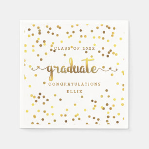 Serviette En Papier Graduation Faux Gold Foil Confetti personnalisée