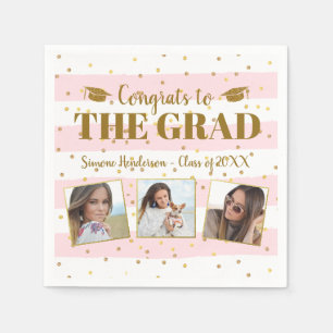 Serviette En Papier Graduation Félicitations 3 Photos Gold Parties sci