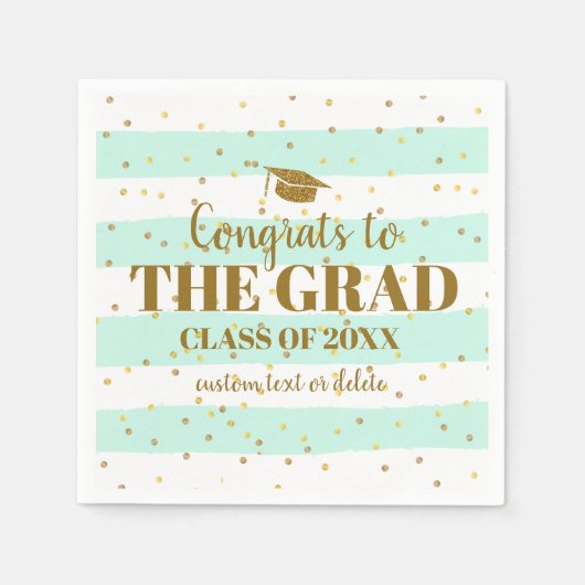 Serviette En Papier Graduation Fêtes Grad Gold Parties scintillant Str (Devant)