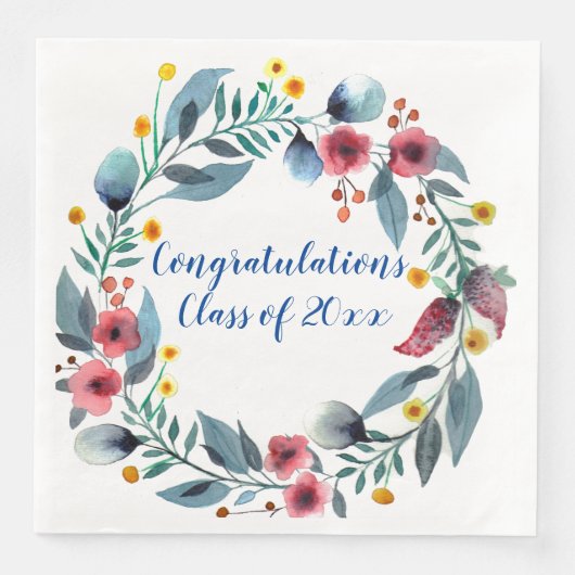 Serviette En Papier Graduation florale (Devant)
