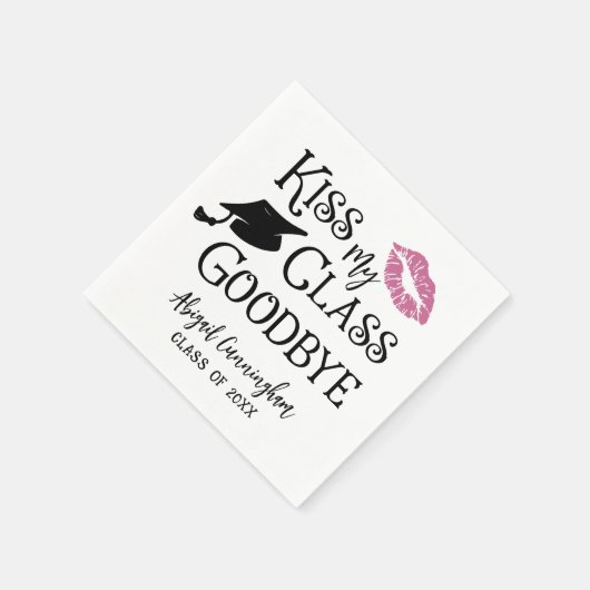 Serviette En Papier Graduation Funny KISS MON CLASSE GOODBYE Nom (Coin)