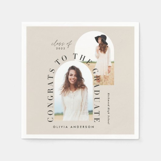 Serviette En Papier Graduation géométrique moderne multi photo arch (Devant)