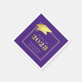 Serviette En Papier Graduation Gold 2023 Couleur violet ou personnalis (Coin)