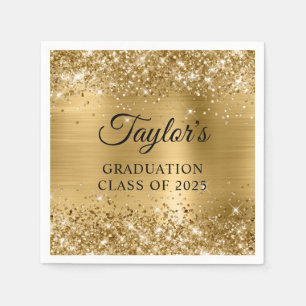Serviette En Papier Graduation Gold Foil Glittery
