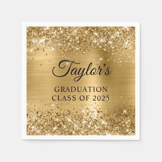 Serviette En Papier Graduation Gold Foil Glittery (Devant)