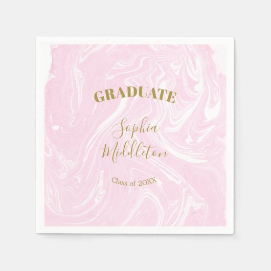 Serviette En Papier Graduation Gold Pink moderne personnel (Devant)