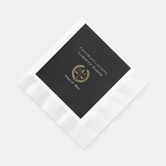 Serviette En Papier Graduation Gold Scales of Justice Laurel Wreath (Coin)