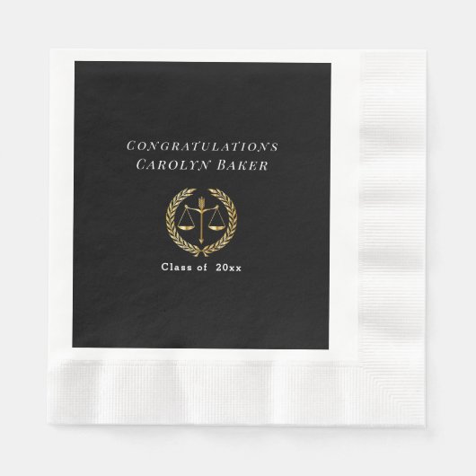 Serviette En Papier Graduation Gold Scales of Justice Laurel Wreath (Devant)