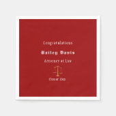 Serviette En Papier Graduation Gold Scales of Justice Red (Devant)