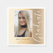Serviette En Papier Graduation Gold Stylish Script Modern Photo Party (Devant)