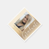 Serviette En Papier Graduation Gold Stylish Script Modern Photo Party (Coin)