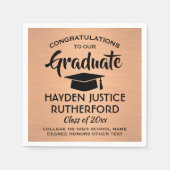 Serviette En Papier Graduation Grats Brossé Élégant cuivre et noir (Devant)