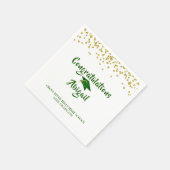 Serviette En Papier Graduation Green Gold Confetti Brush Script (Coin)