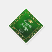 Serviette En Papier Graduation Green Gold Stars Brush Script (Coin)