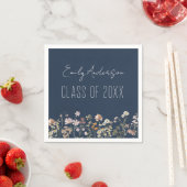 Serviette En Papier Graduation Marine Bleu Fleur sauvage Boho Grad (En situation)