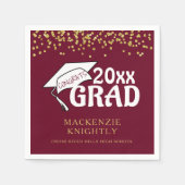 Serviette En Papier Graduation Maroon Gold GRATS GRAD Confetti (Devant)