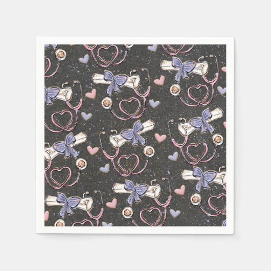 Serviette En Papier Graduation Médicale stéthoscope (Devant)