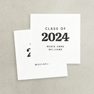 Serviette En Papier Graduation minimaliste moderne en noir et blanc