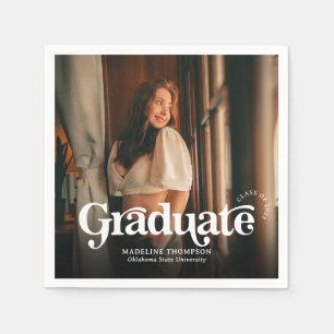 Serviette En Papier Graduation minimaliste Vintage Retro Photo