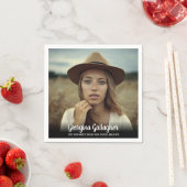 Serviette En Papier Graduation Modern Bold Photo | Script Grad Nom (En situation)