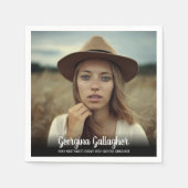 Serviette En Papier Graduation Modern Bold Photo | Script Grad Nom (Devant)