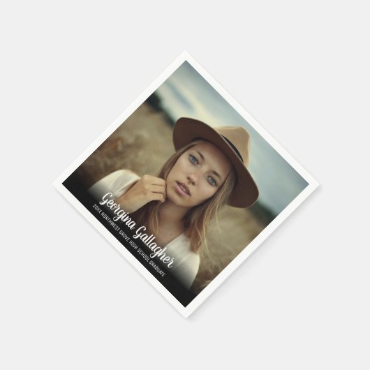Serviette En Papier Graduation Modern Bold Photo | Script Grad Nom (Coin)
