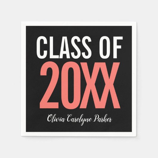 Serviette En Papier Graduation moderne audacieuse TOUTE ANNÉE (Devant)