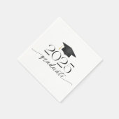 Serviette En Papier Graduation moderne de script noir et blanc (Coin)