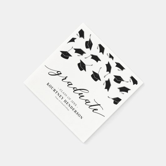 Serviette En Papier Graduation moderne en noir blanc (Coin)