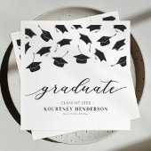 Serviette En Papier Graduation moderne en noir blanc