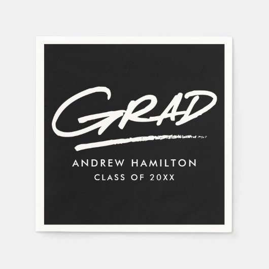 Serviette En Papier Graduation moderne en pointillé noir et blanc (Devant)
