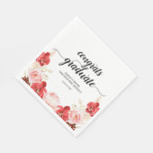 Serviette En Papier Graduation moderne Pink Red Floral Script (Coin)