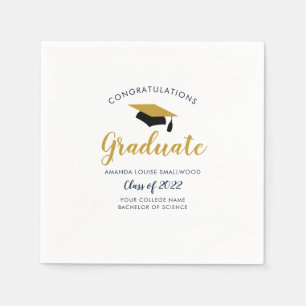 Serviette En Papier Graduation Navy Blue Grad Party Classe de 2022