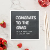 Serviette En Papier Graduation néon blanche typographie moderne congra (En situation)