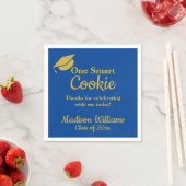 Serviette En Papier Graduation One Smart Cookie Party Blue Gold Papier (En situation)