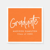 Serviette En Papier Graduation Orange de script Preppy (Devant)