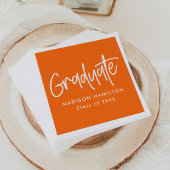 Serviette En Papier Graduation Orange de script Preppy