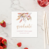 Serviette En Papier Graduation Pampas Floral Grass Neutral Tons Papier (En situation)