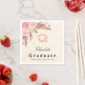 Serviette En Papier Graduation pampas herbe rose or blush floral casqu (En situation)