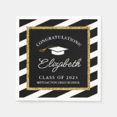 Serviette En Papier Graduation Parties scintillant or Script Graduatio (Devant)