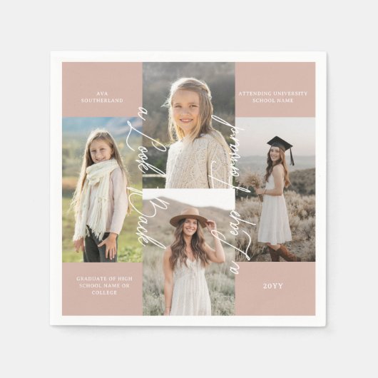 Serviette En Papier Graduation Party Alors & Maintenant Grad Photo Col (Devant)