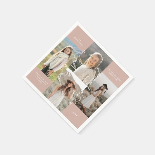 Serviette En Papier Graduation Party Alors & Maintenant Grad Photo Col (Coin)