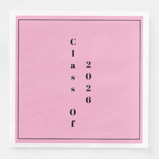 Serviette En Papier Graduation Party Class Of 2026  Pink Black (Devant)
