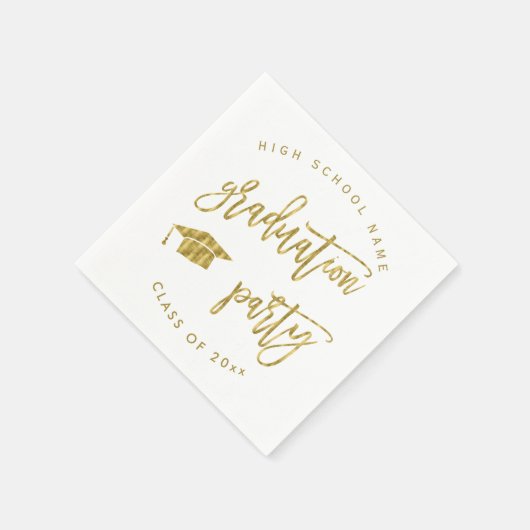 Serviette En Papier Graduation Party Faux Gold Classe Cocktail (Coin)