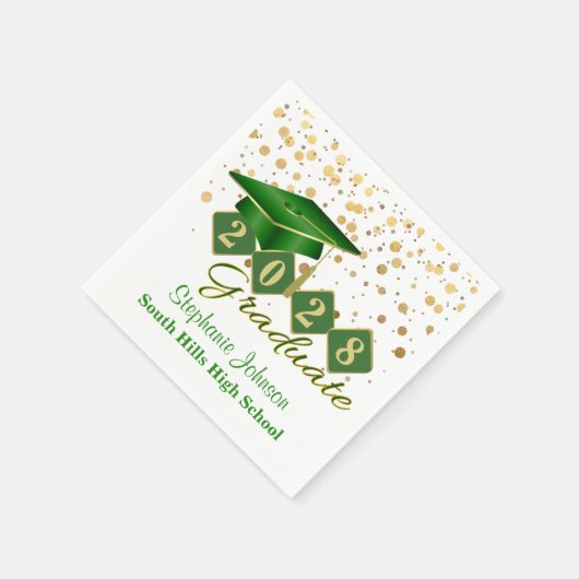 Serviette En Papier Graduation Party Green & Gold 20XX (Coin)